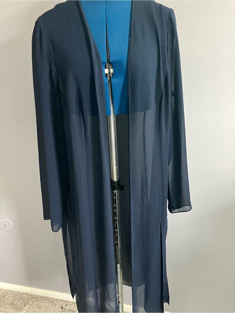 Alex Evenings Navy Sheer Layering Duster